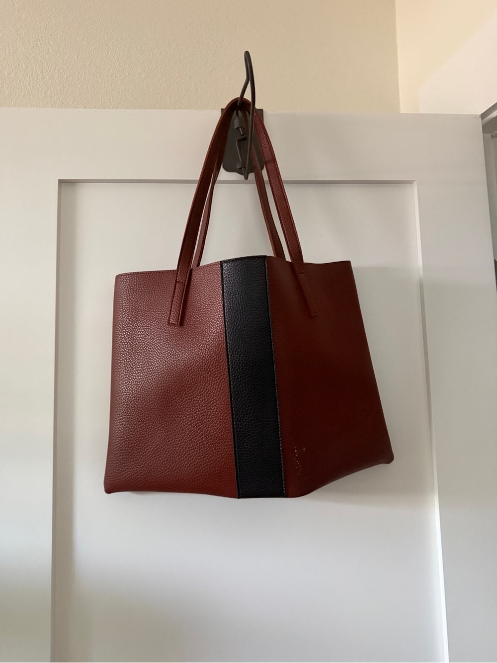 Vince Camuto Brown Tote Bag with Black Center Stripe